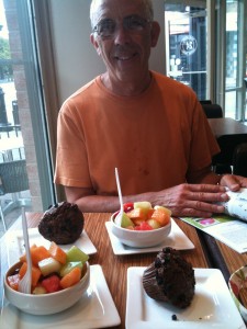 My dad with our Montreal breakfast extraordinaire