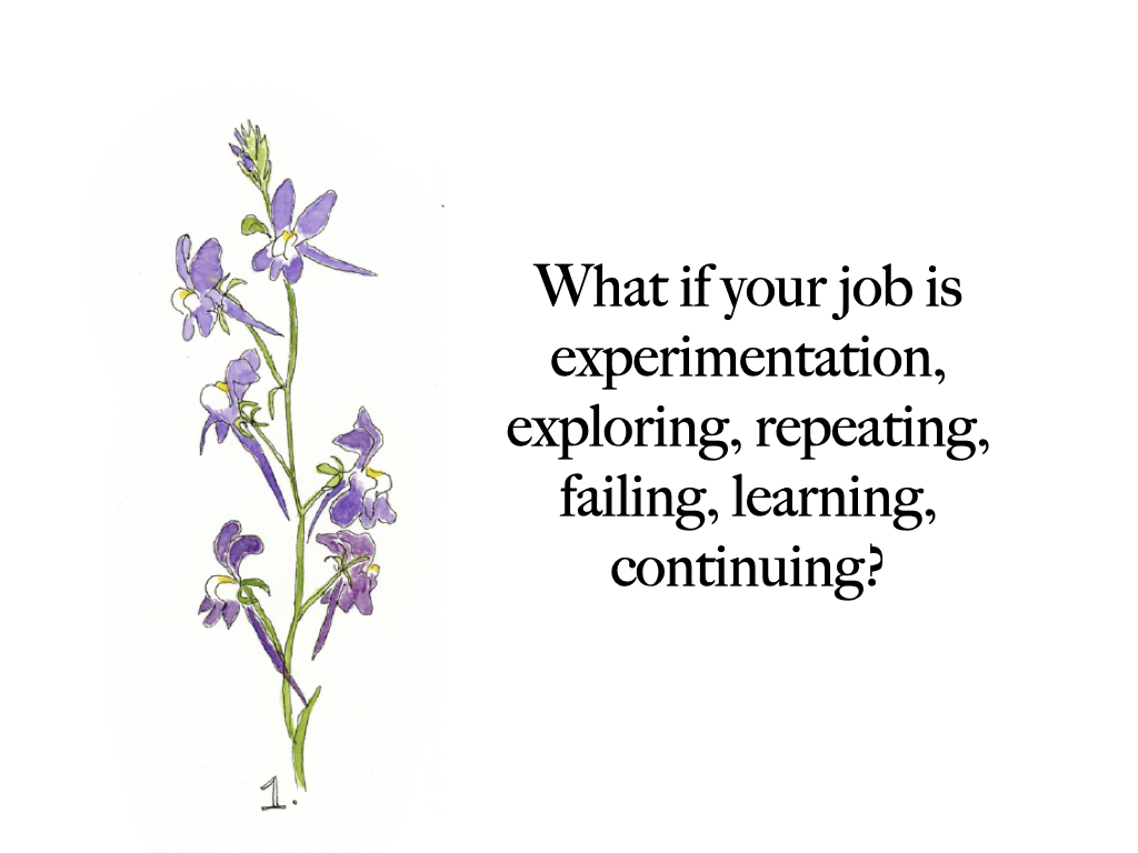 Slide 4: What if your job is experimentation, exploring, repeating, failing, learning, continuing?